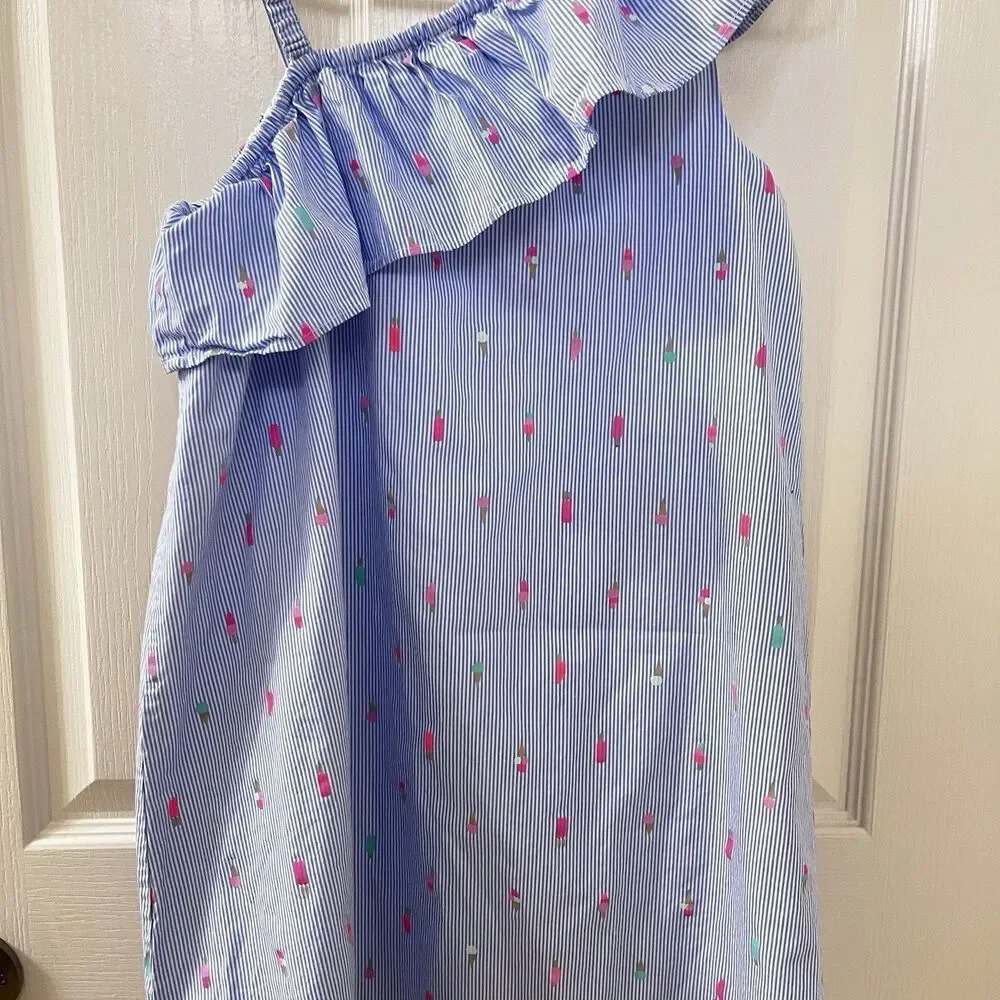 Kate Spade Skirt the Rules One Shoulder Striped Ice Cream Popsicle Dress Girl 14